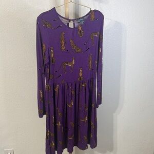 Modcloth- Purple Animal Print Dress- Large